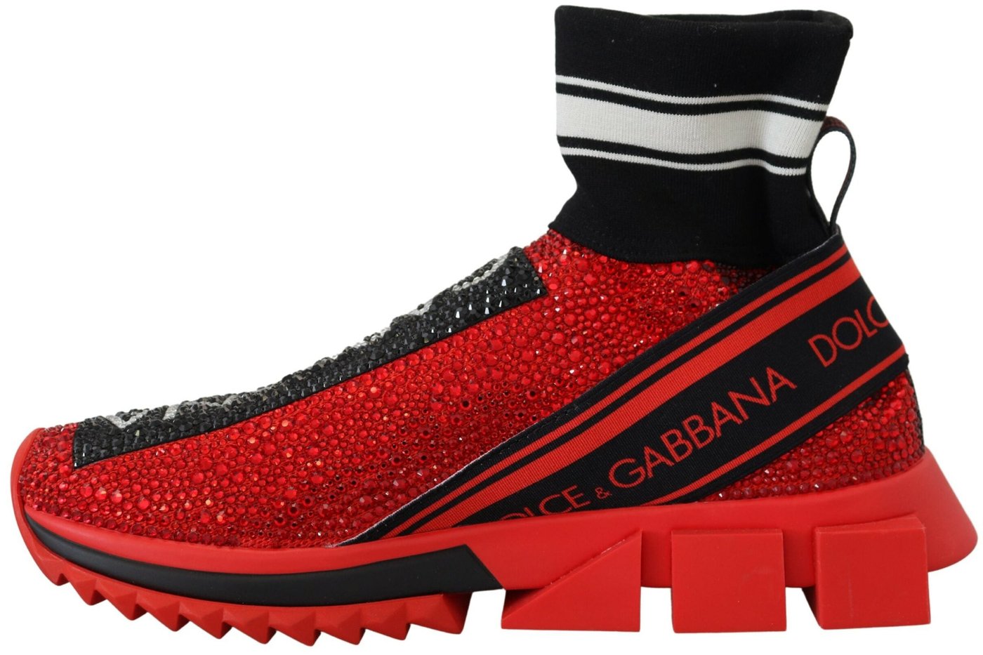 Dolce & Gabbana Red Bling Sorrento Sneakers Socks Shoes