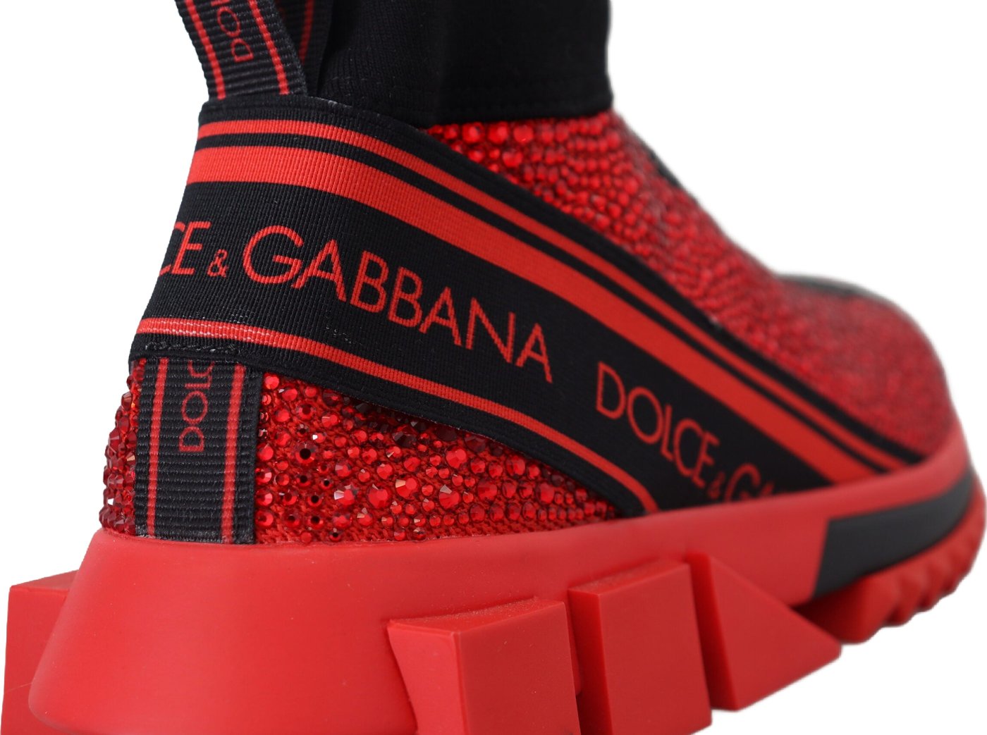 Dolce & Gabbana Red Bling Sorrento Sneakers Socks Shoes