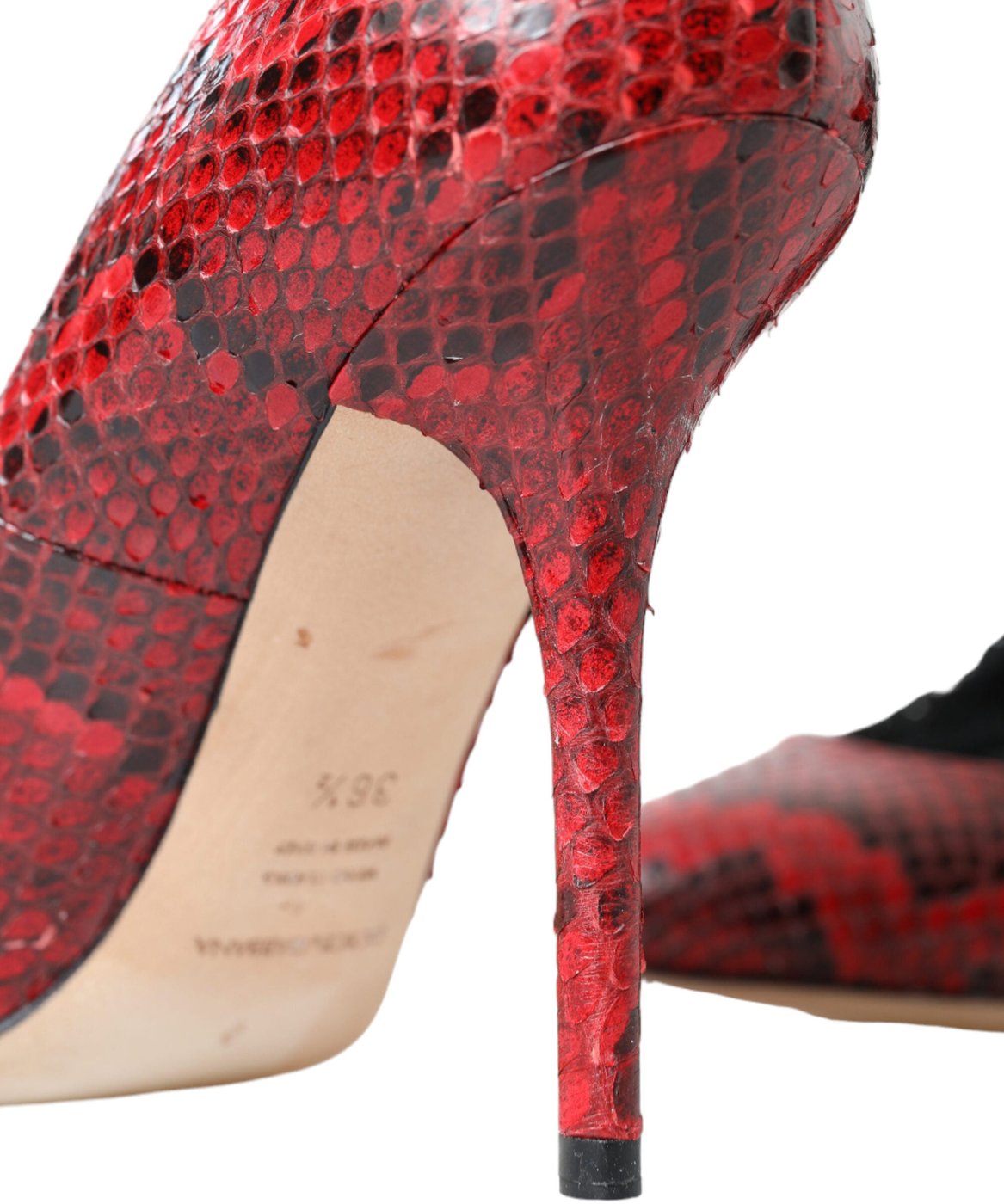 Dolce & Gabbana Red Ayers Leather Lace Socks Pumps Shoes
