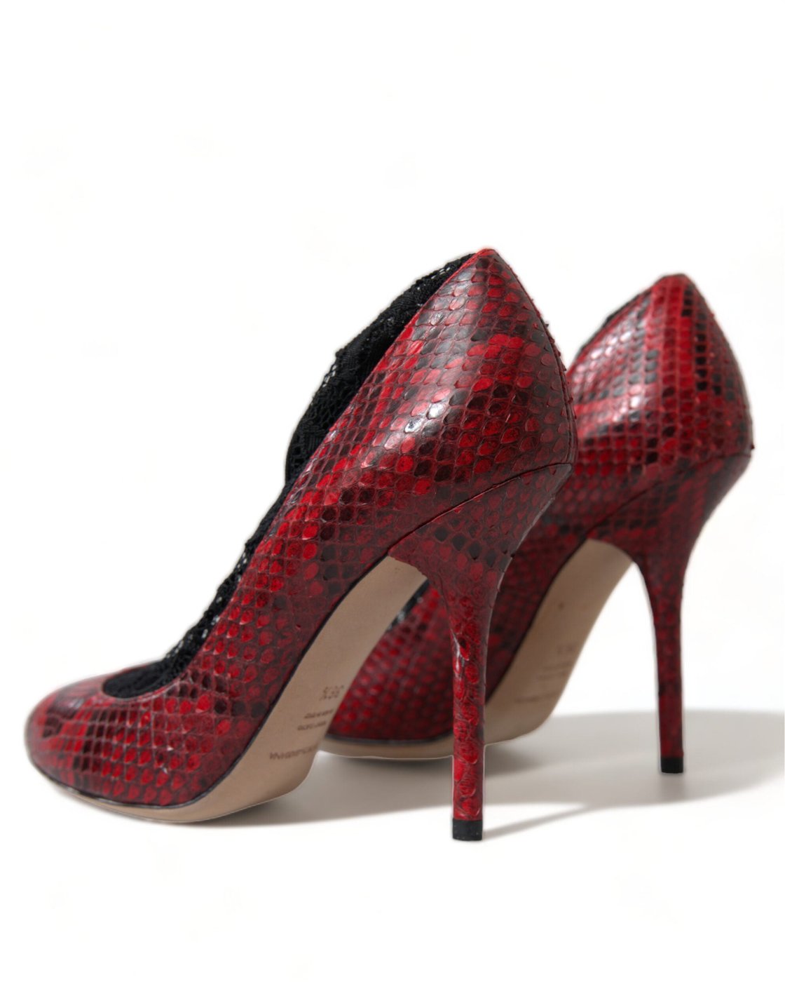 Dolce & Gabbana Red Ayers Leather Lace Socks Pumps Shoes