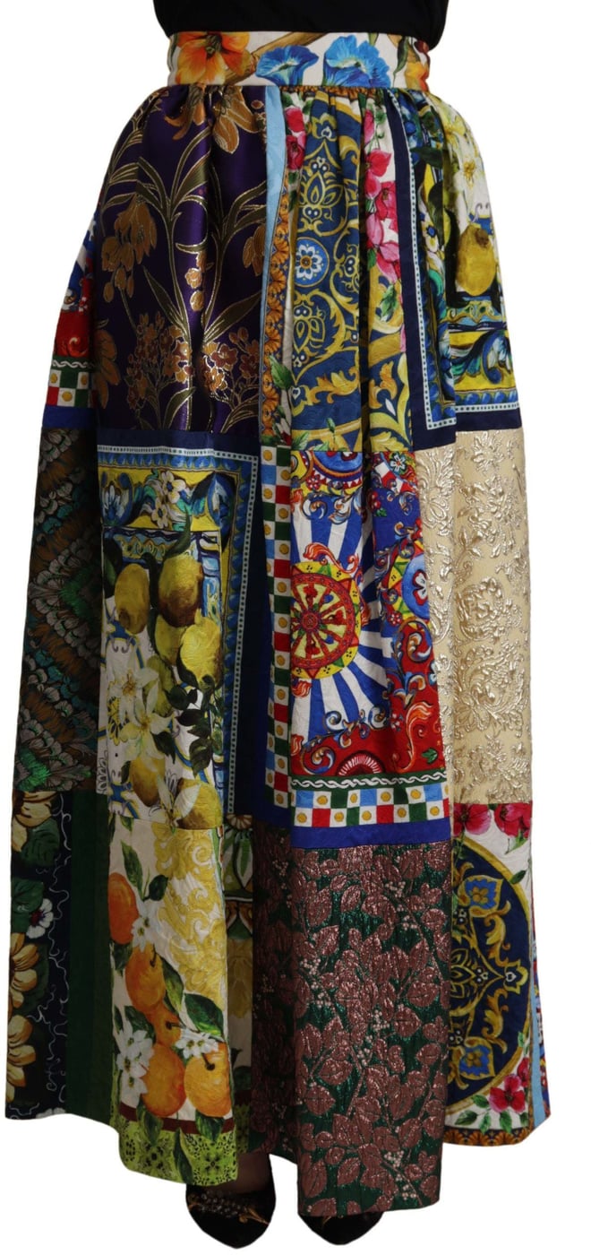 Dolce & Gabbana Multicolor Patchwork Sicily Long Maxi Skirt