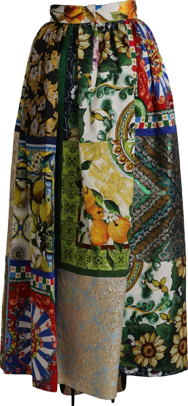 Dolce & Gabbana Multicolor Patchwork Sicily Long Maxi Skirt