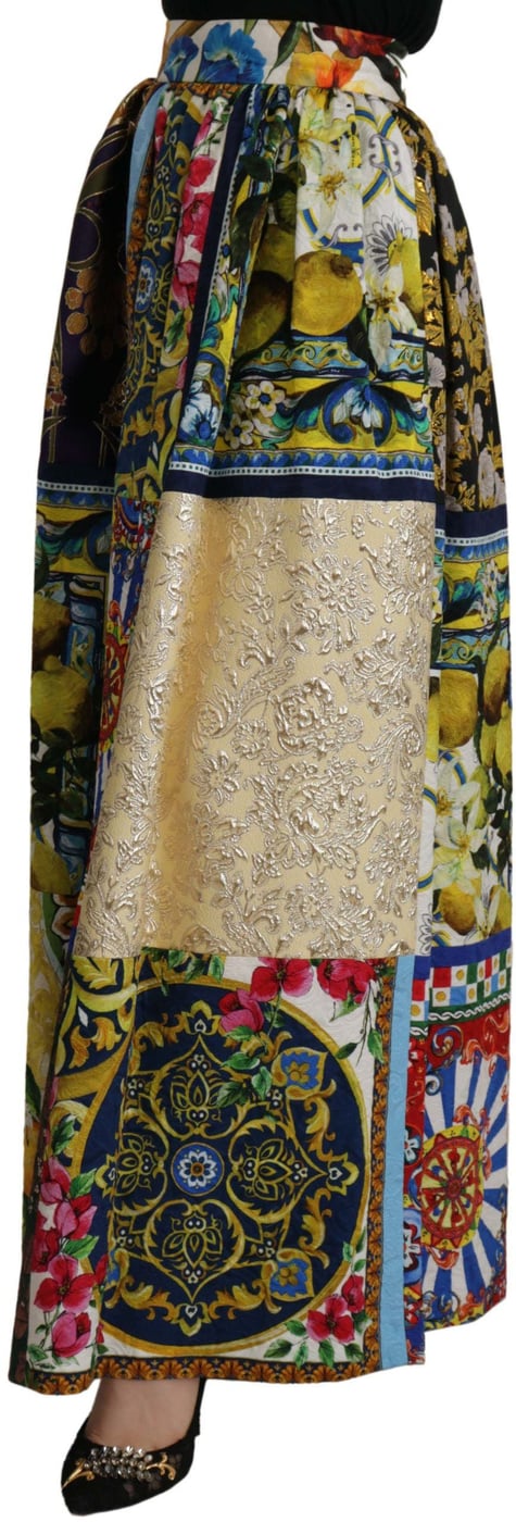 Dolce & Gabbana Multicolor Patchwork Sicily Long Maxi Skirt