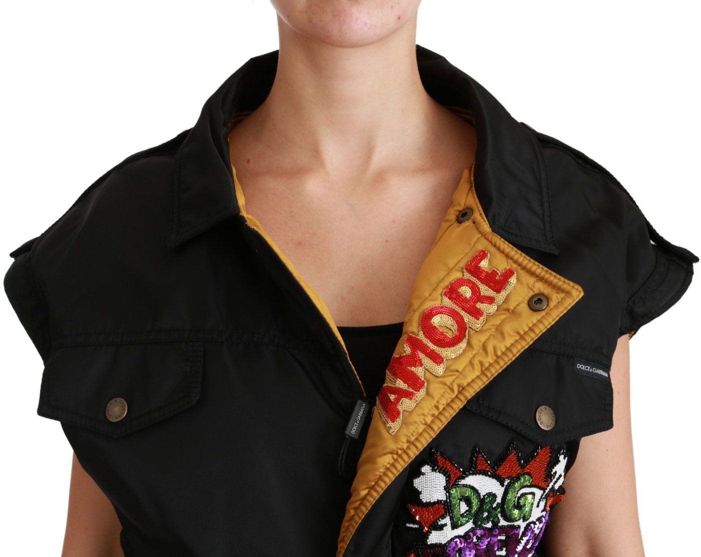 Dolce & Gabbana Black Queen Crown Sequined Bomber Jacket