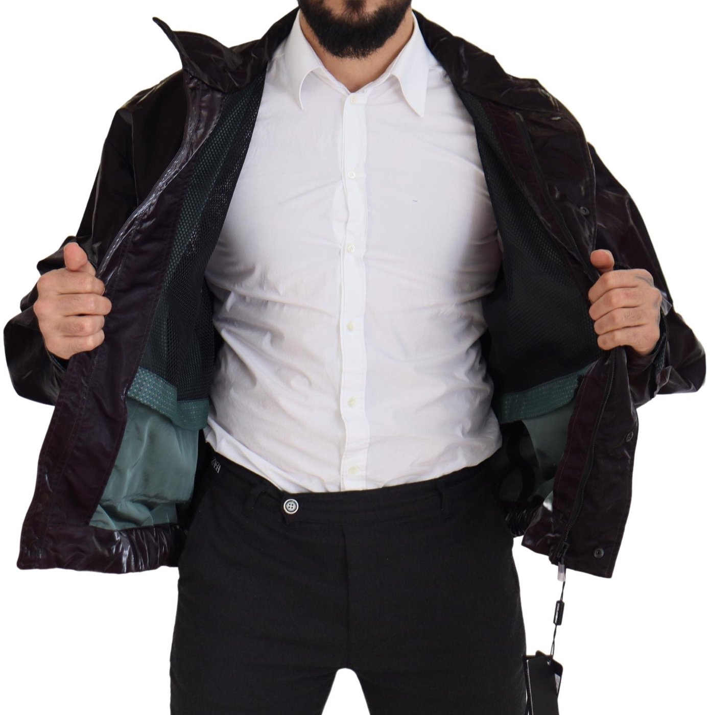 Dolce & Gabbana Bordeaux Nylon Collared Men Coat Jacket