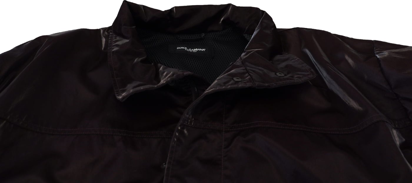 Dolce & Gabbana Bordeaux Nylon Collared Men Coat Jacket