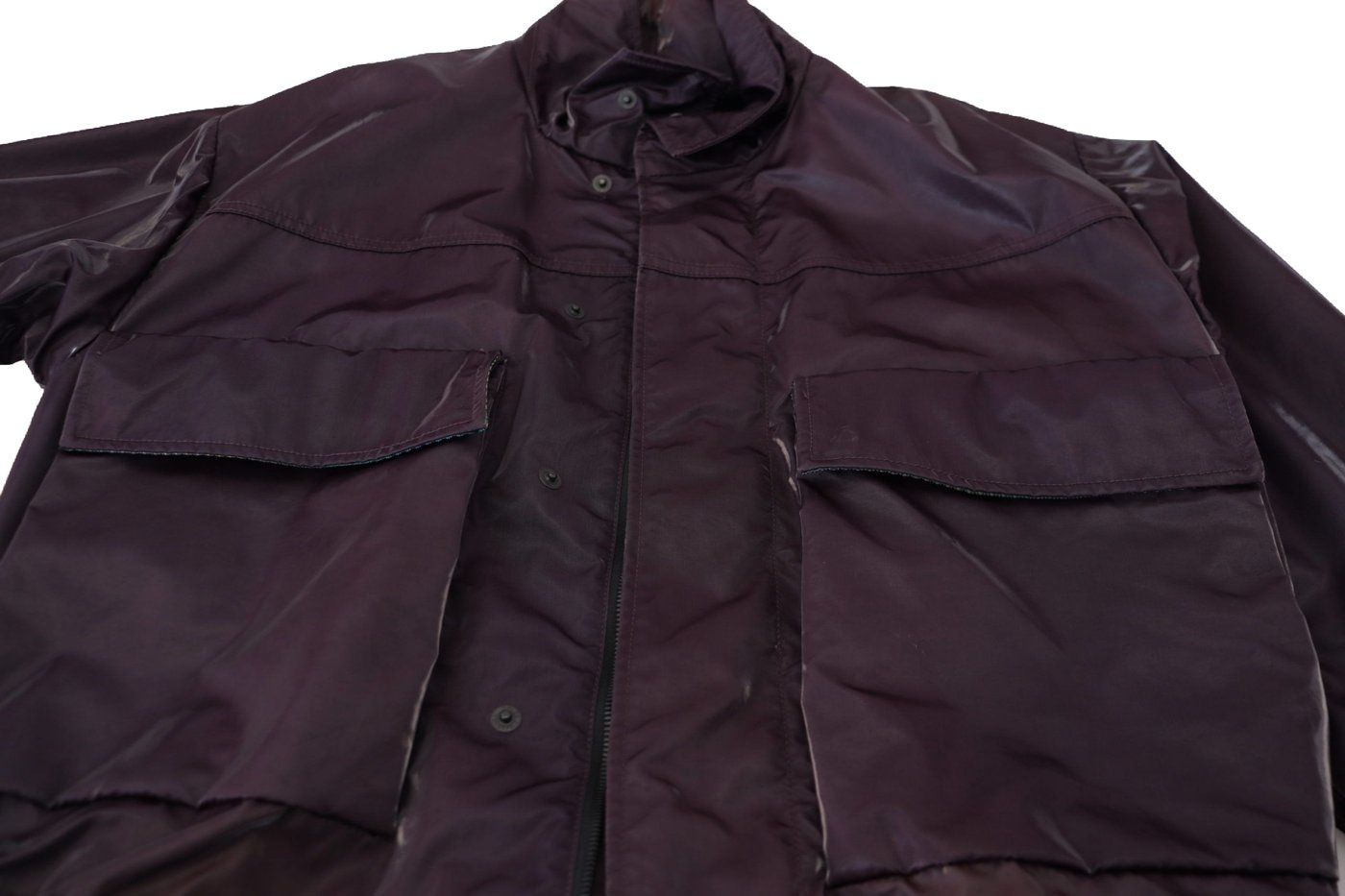 Dolce & Gabbana Purple Nylon Collared Biker Coat Jacket