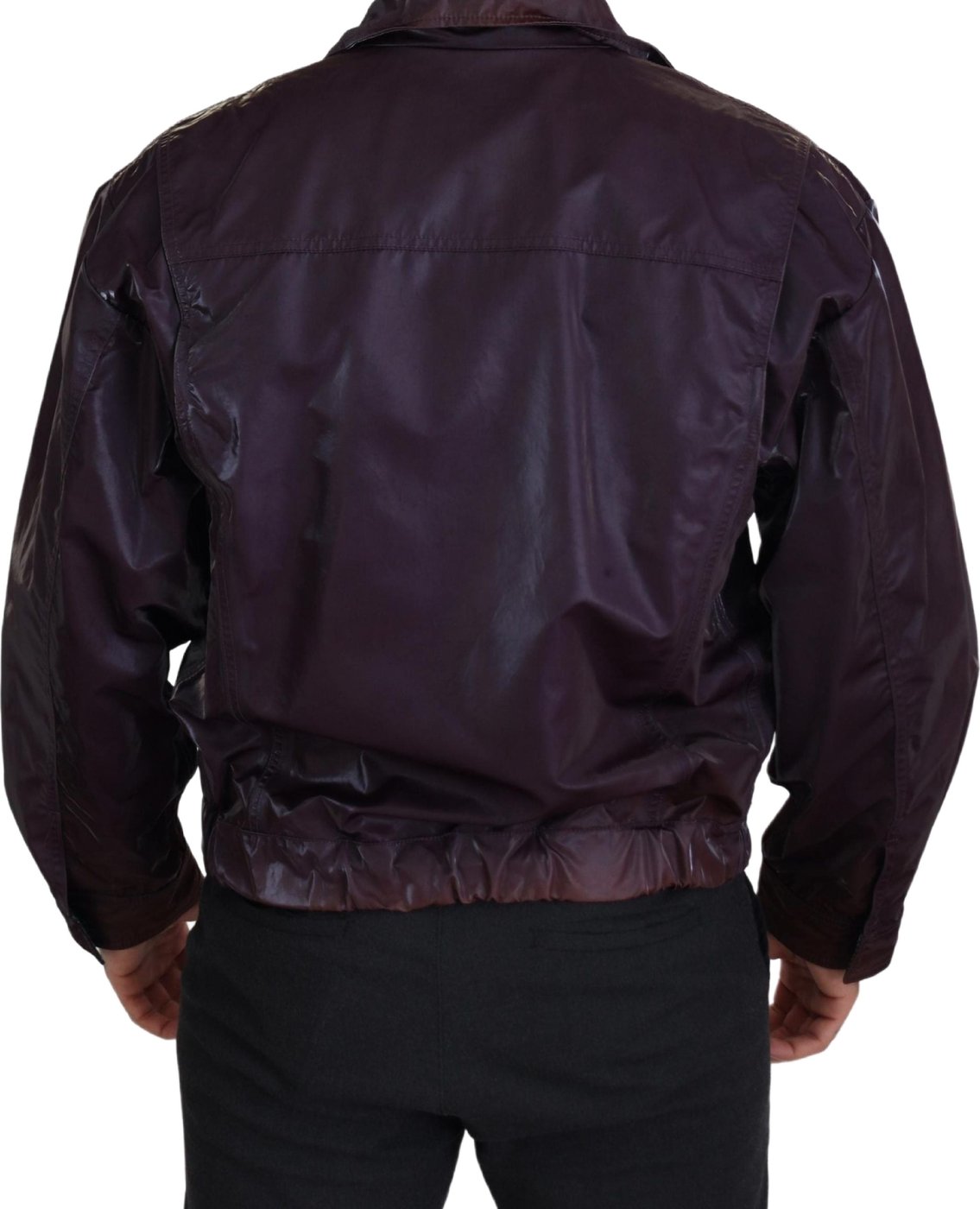Dolce & Gabbana Purple Nylon Collared Biker Coat Jacket