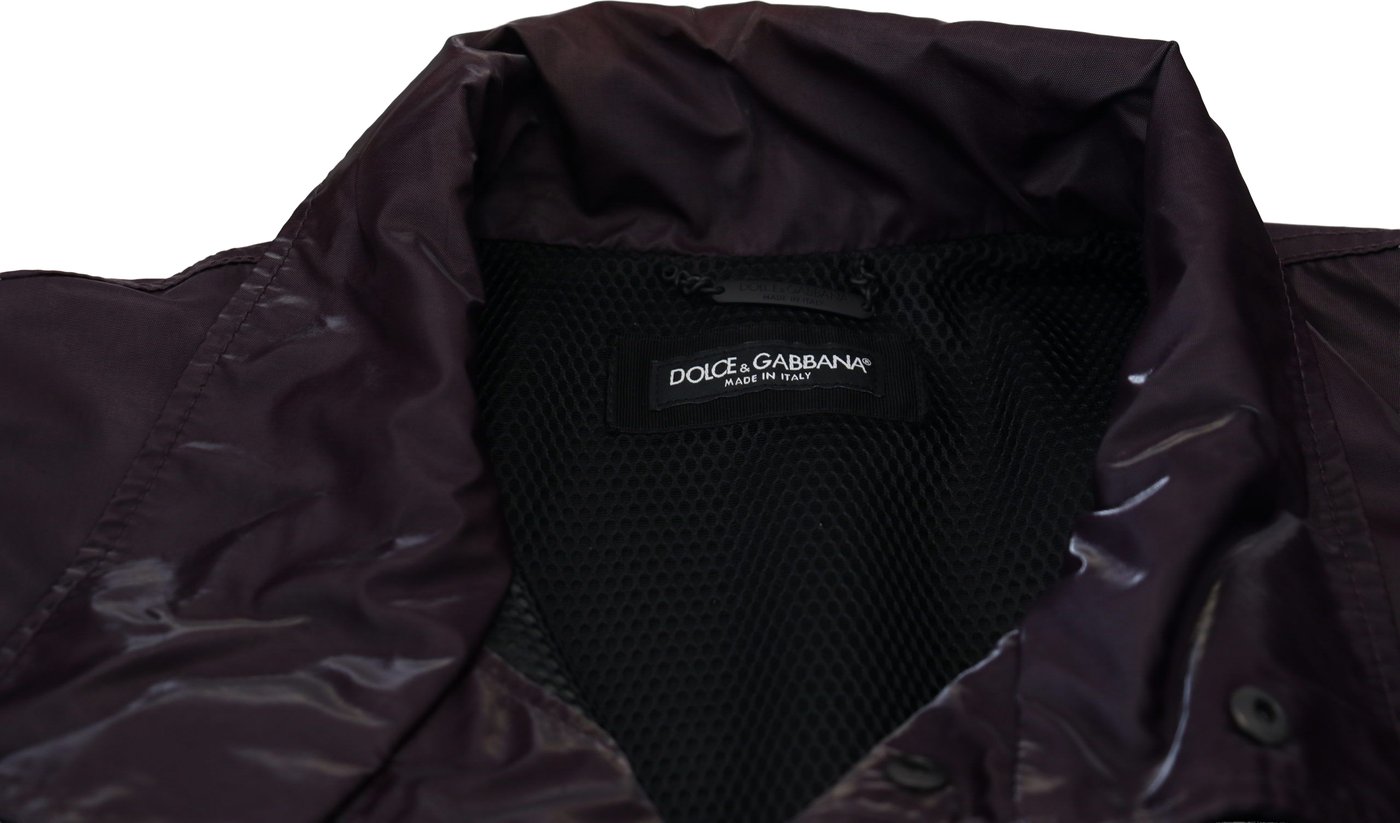 Dolce & Gabbana Purple Nylon Collared Biker Coat Jacket