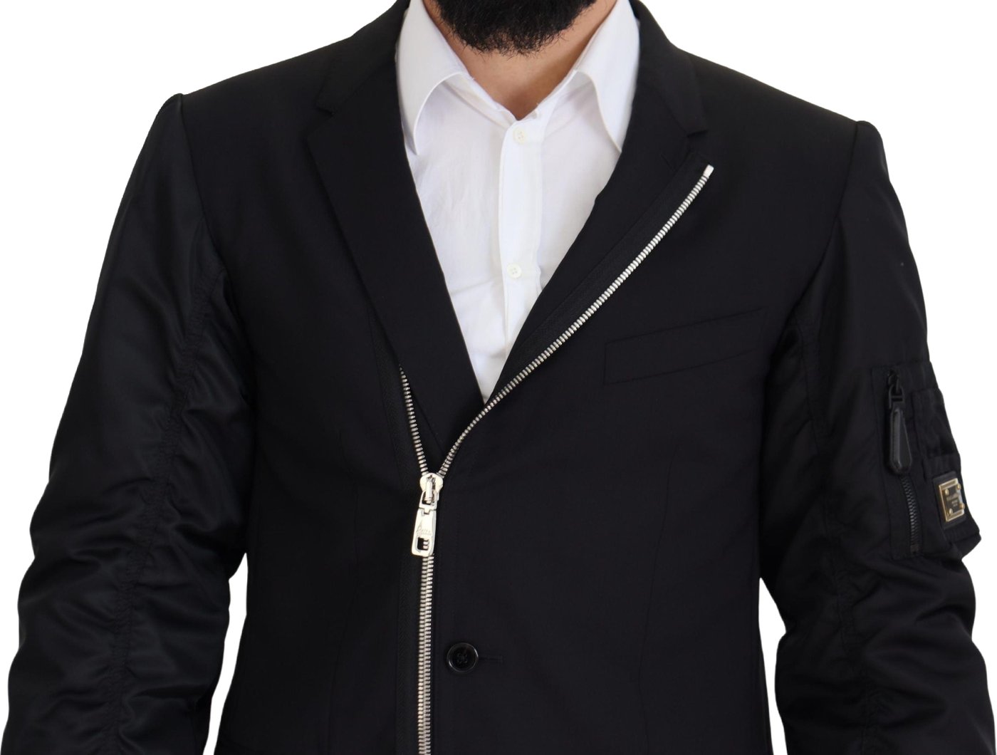 Dolce & Gabbana Black Wool Full Zip Long Sleeves Jacket