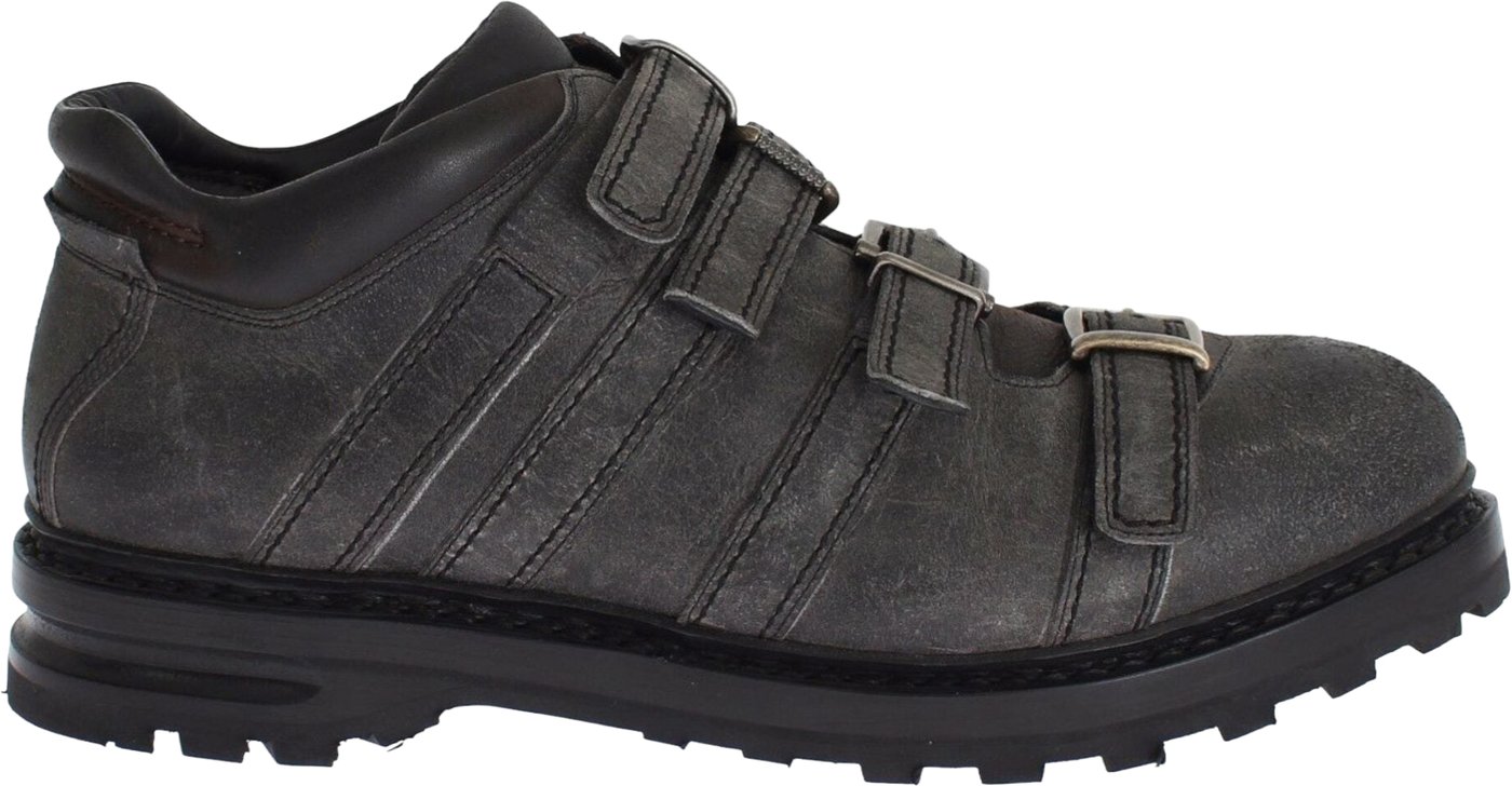 Dolce & Gabbana Gray Leather Ankle Strap Shoes Boots