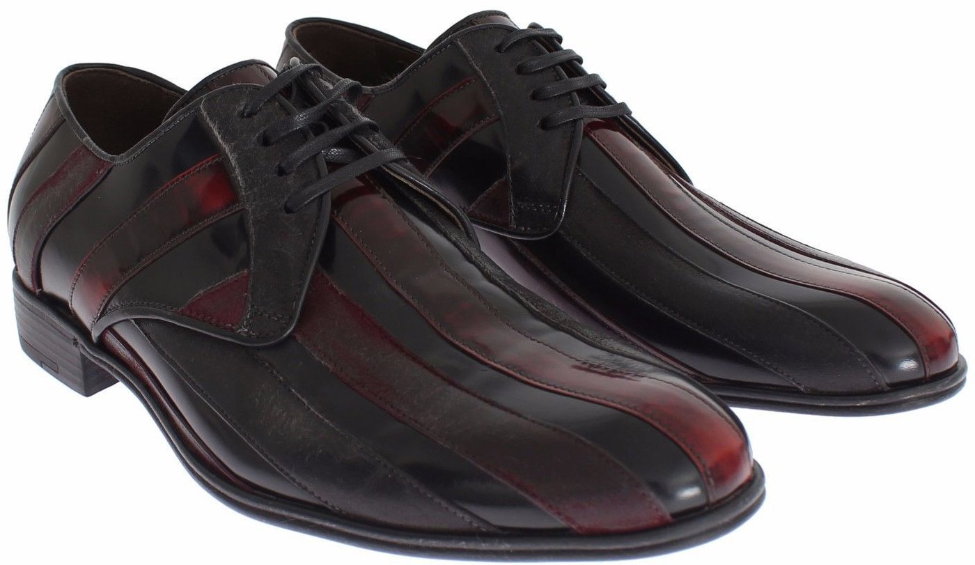 Dolce & Gabbana Black Bordeaux Leather Dress Formal Shoes