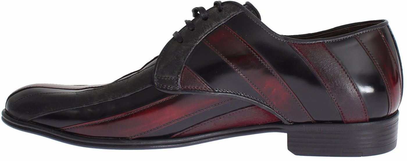 Dolce & Gabbana Black Bordeaux Leather Dress Formal Shoes