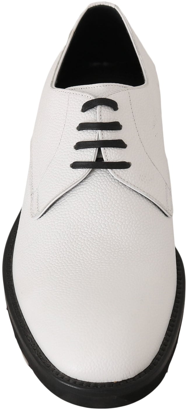 Dolce & Gabbana White Leather Derby Dress Formal Shoes