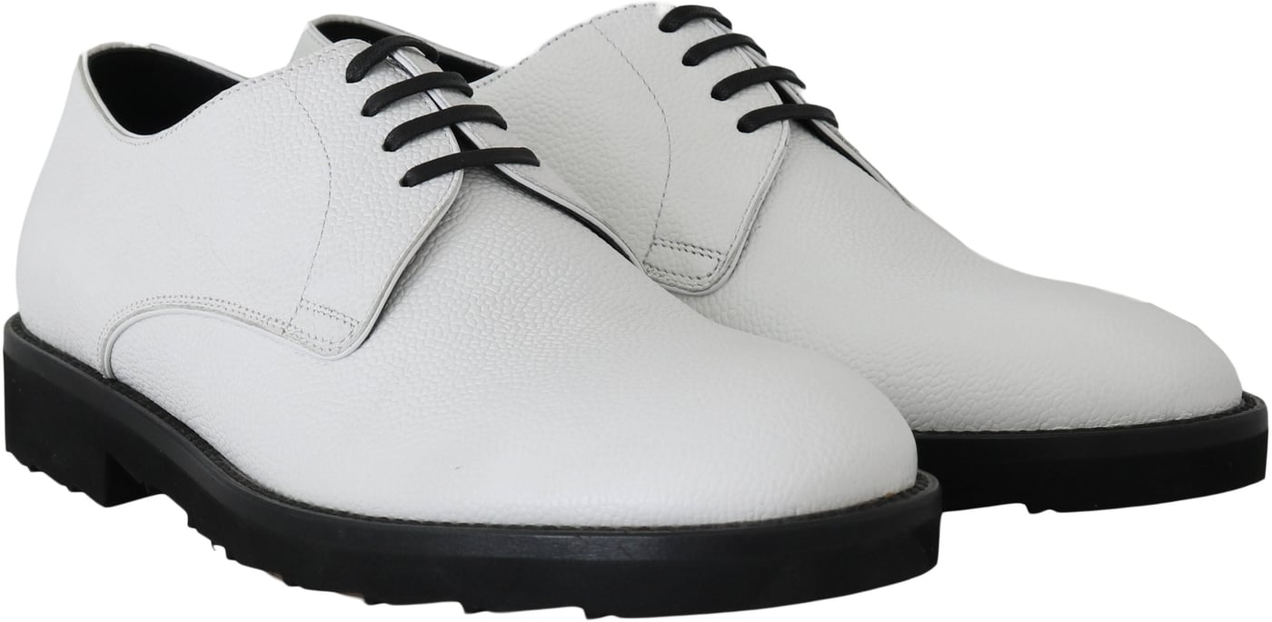 Dolce & Gabbana White Leather Derby Dress Formal Shoes