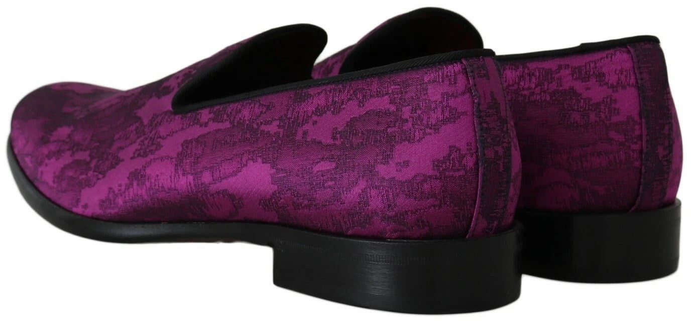 Dolce & Gabbana Purple Jacquard Loafers Dress Formal Shoes