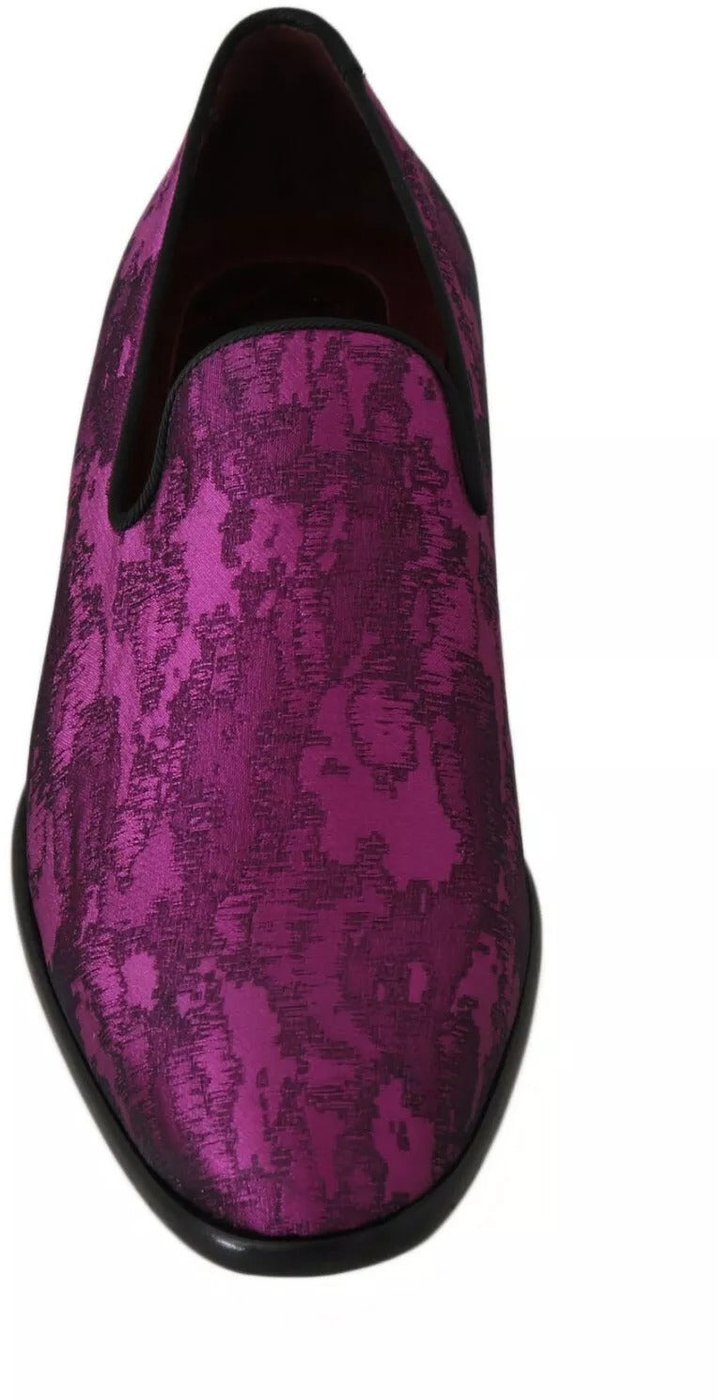 Dolce & Gabbana Purple Jacquard Loafers Dress Formal Shoes