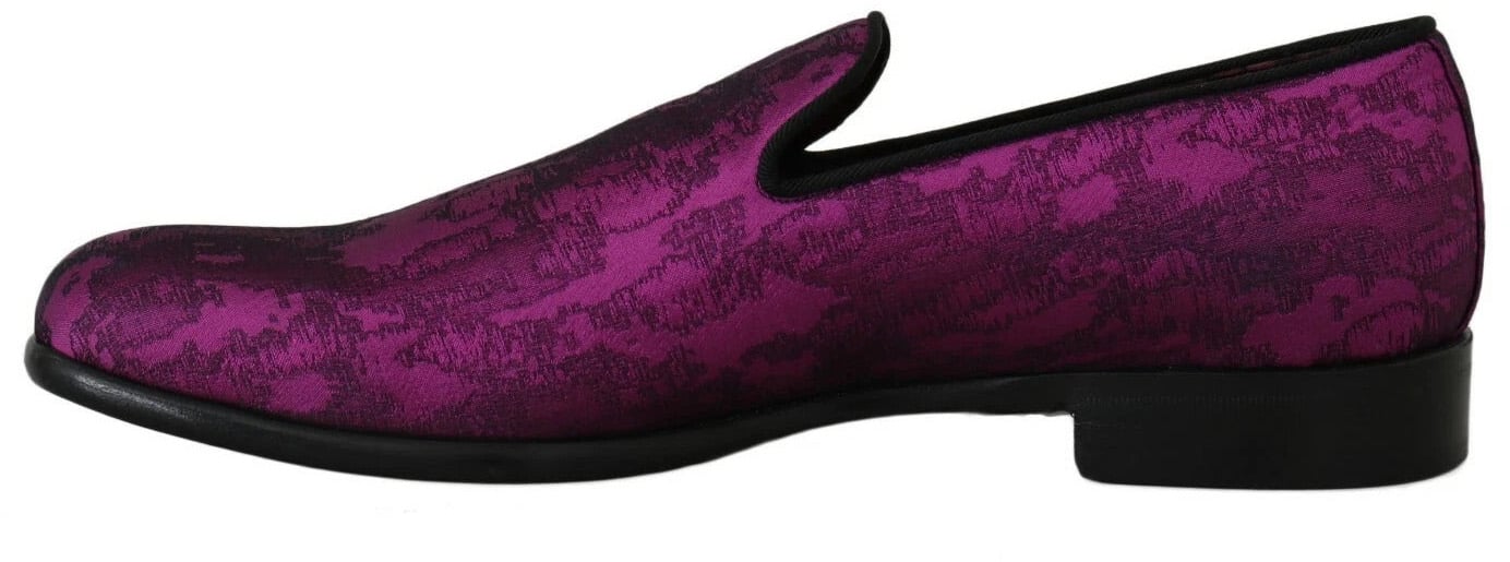 Dolce & Gabbana Purple Jacquard Loafers Dress Formal Shoes