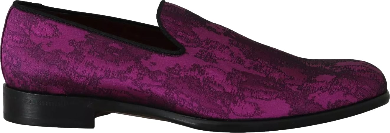 Dolce & Gabbana Purple Jacquard Loafers Dress Formal Shoes