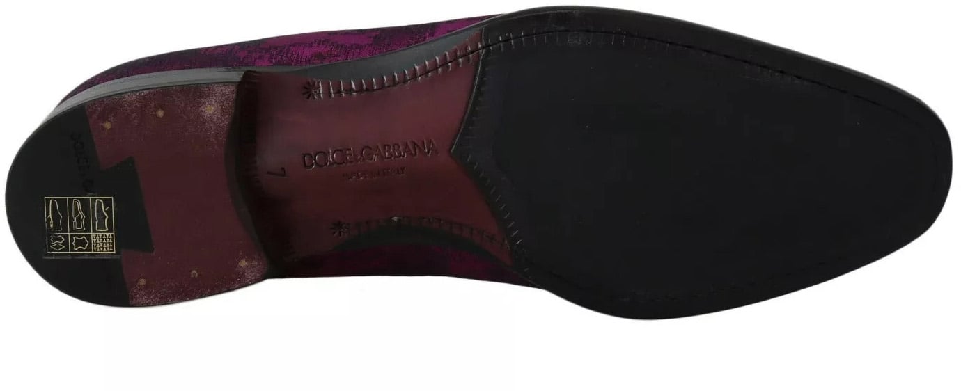 Dolce & Gabbana Purple Jacquard Loafers Dress Formal Shoes