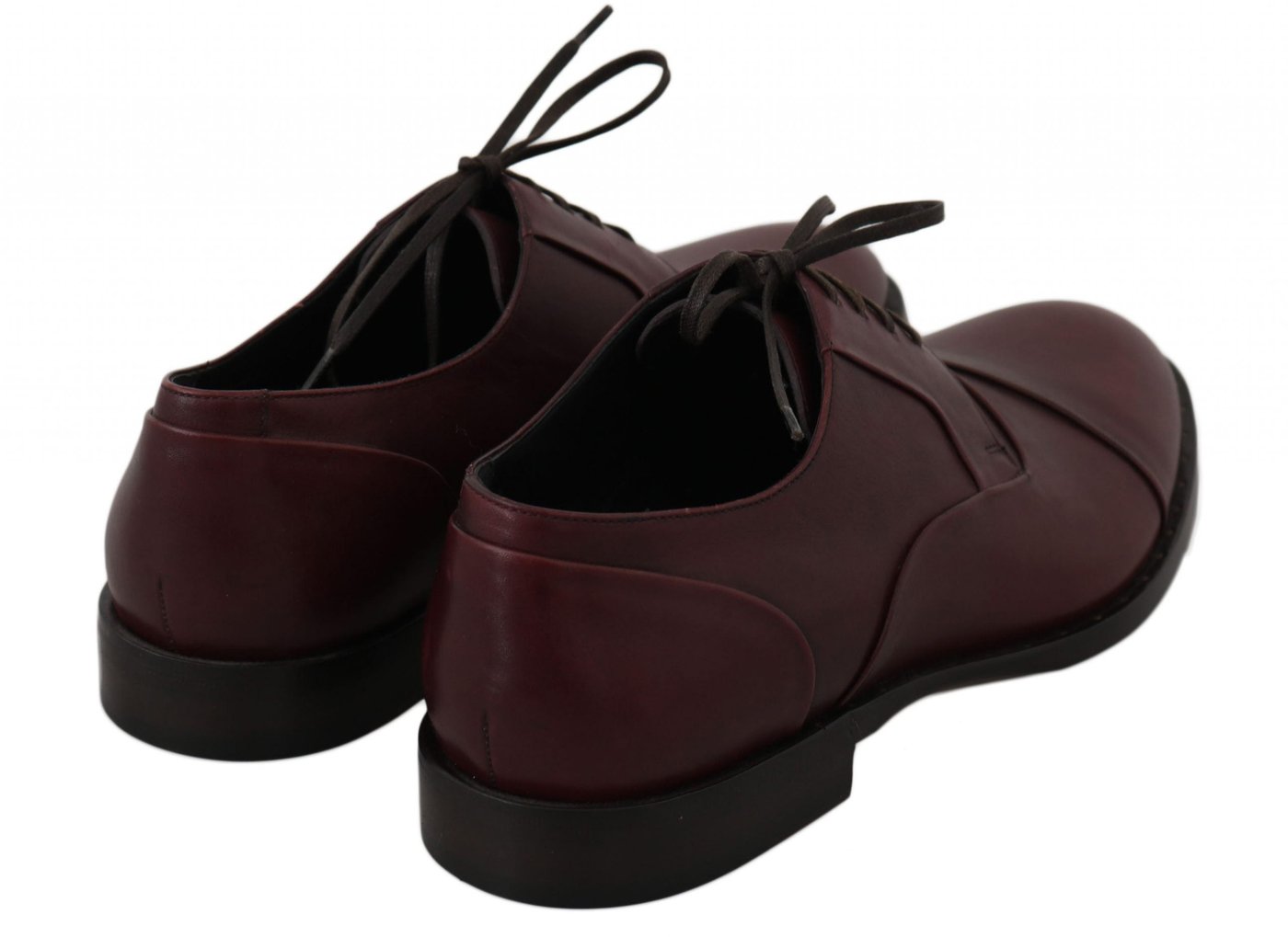 Dolce & Gabbana Red Bordeaux Leather Derby Formal Shoes