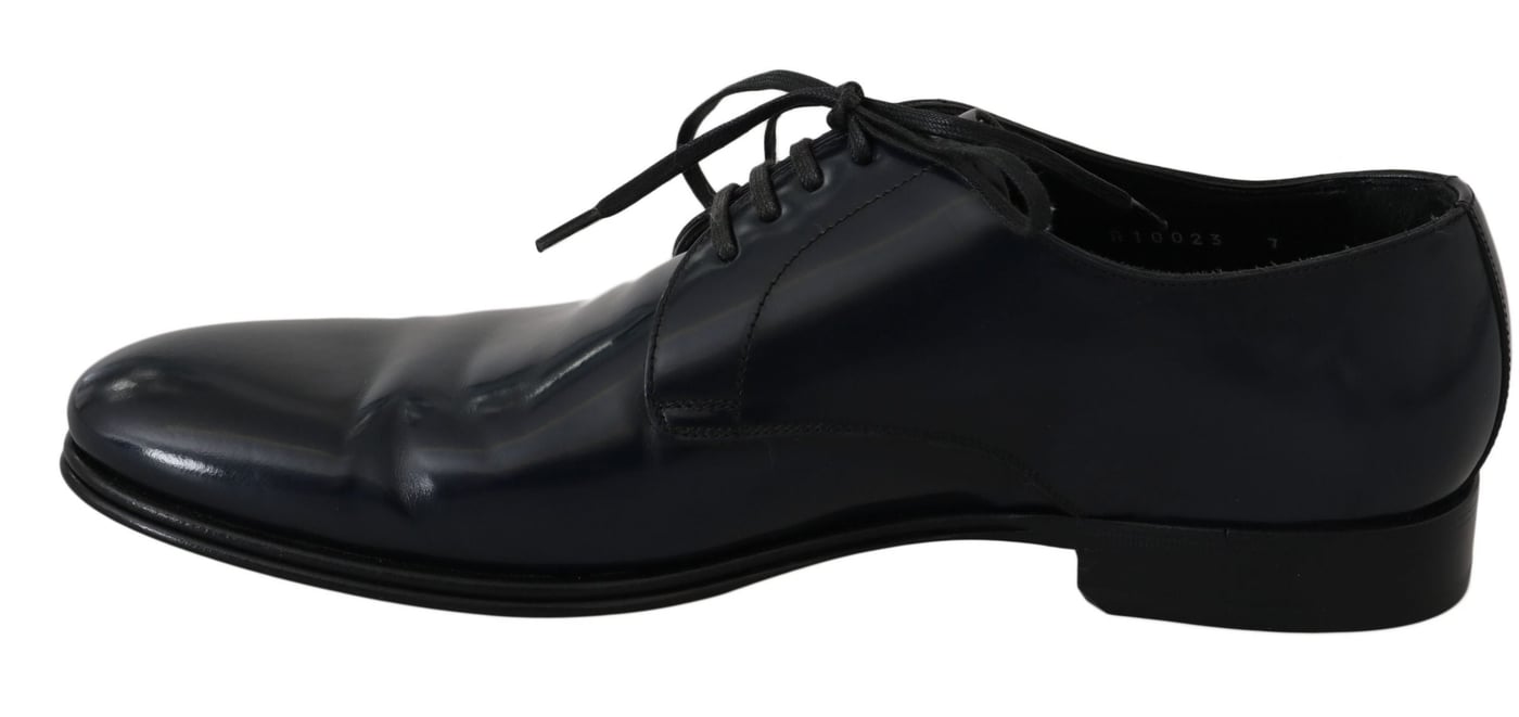 Dolce & Gabbana Blue Leather Dress Derby Formal Mens Shoes