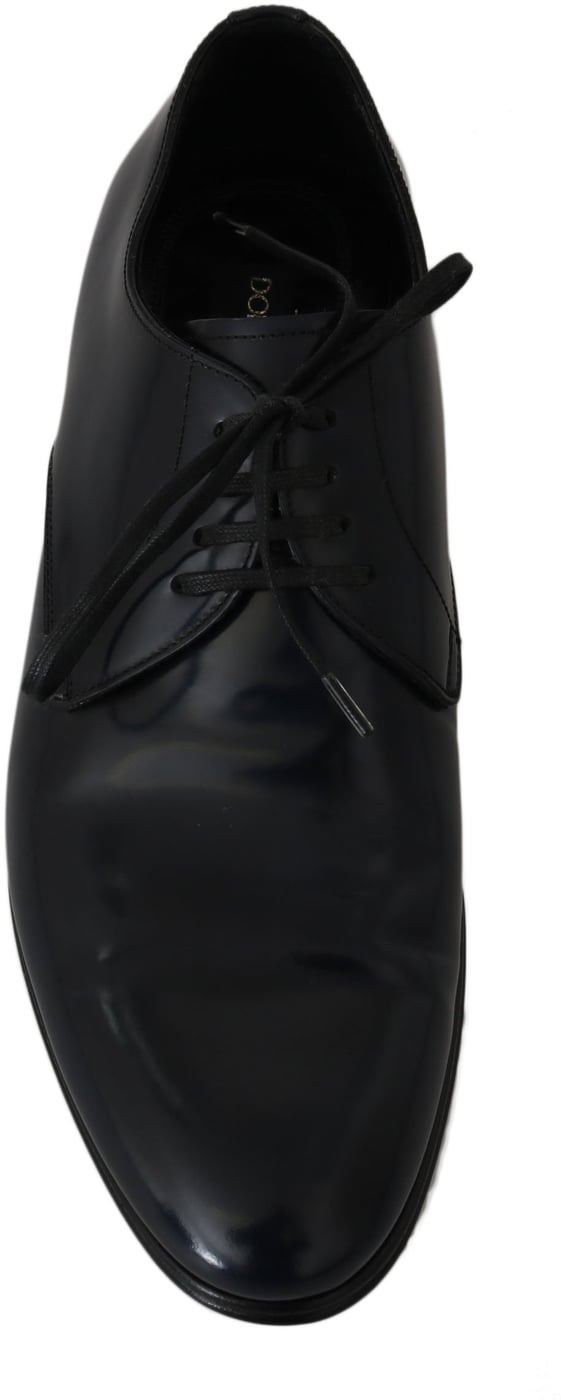 Dolce & Gabbana Blue Leather Dress Derby Formal Mens Shoes