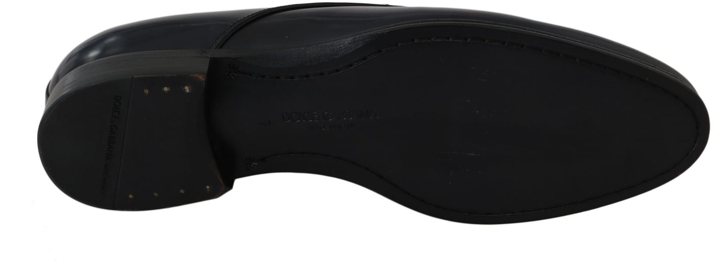 Dolce & Gabbana Blue Leather Dress Derby Formal Mens Shoes