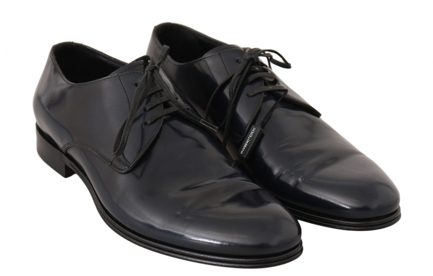 Dolce & Gabbana Blue Leather Dress Derby Formal Mens Shoes