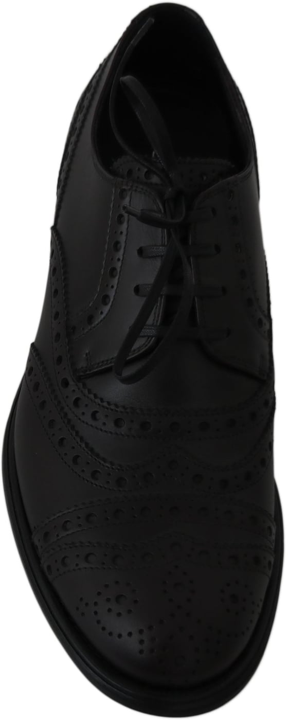 Dolce & Gabbana Black Leather Wingtip Oxford Dress  Shoes