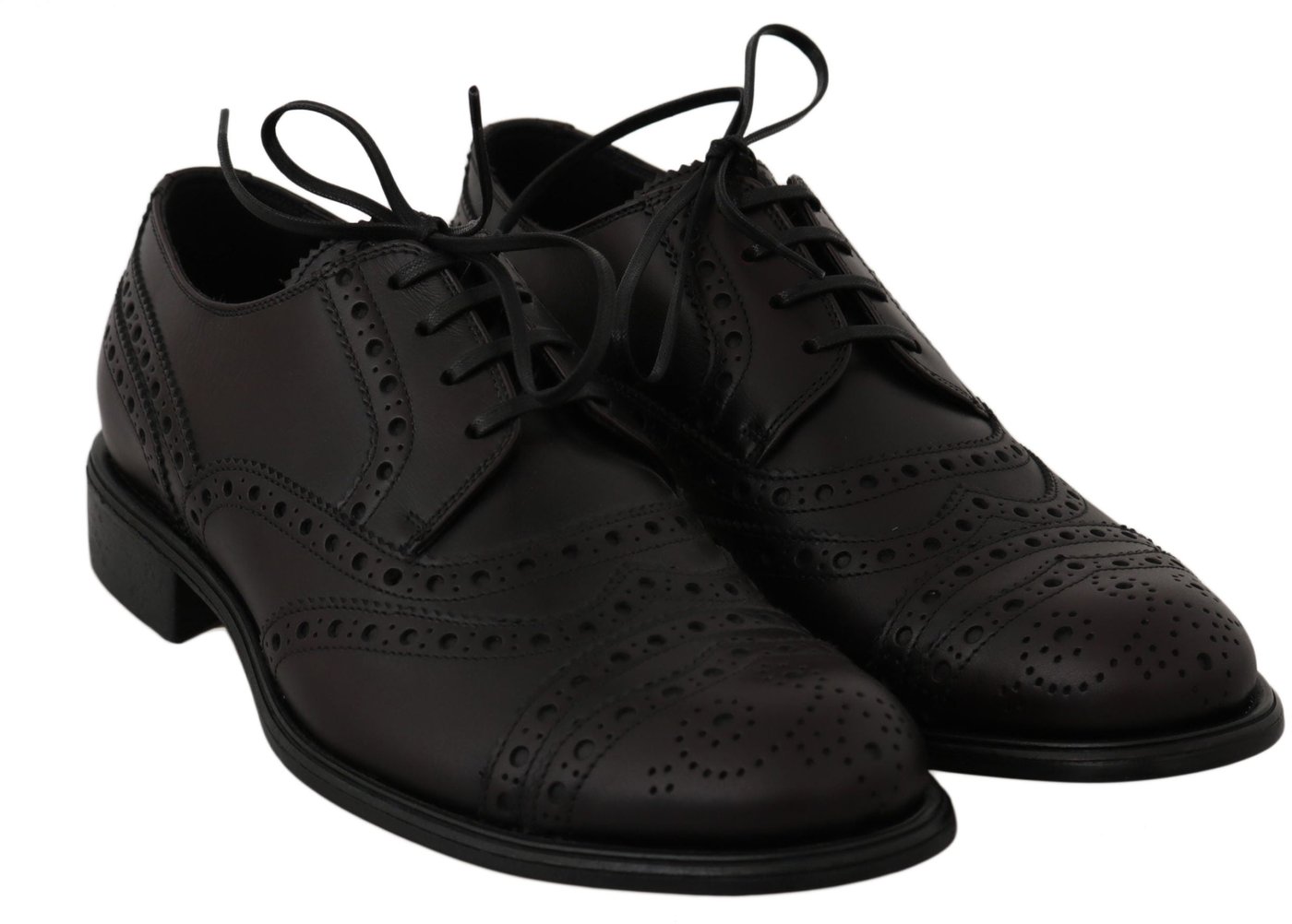 Dolce & Gabbana Black Leather Wingtip Oxford Dress  Shoes