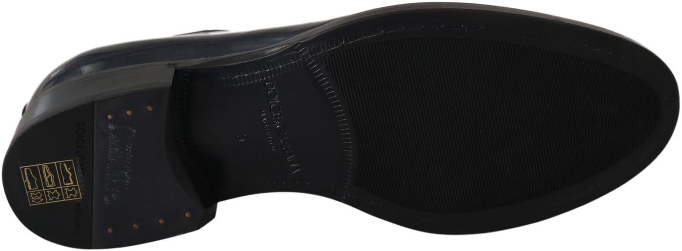 Dolce & Gabbana Blue Leather Derby Dress Formal Shoes