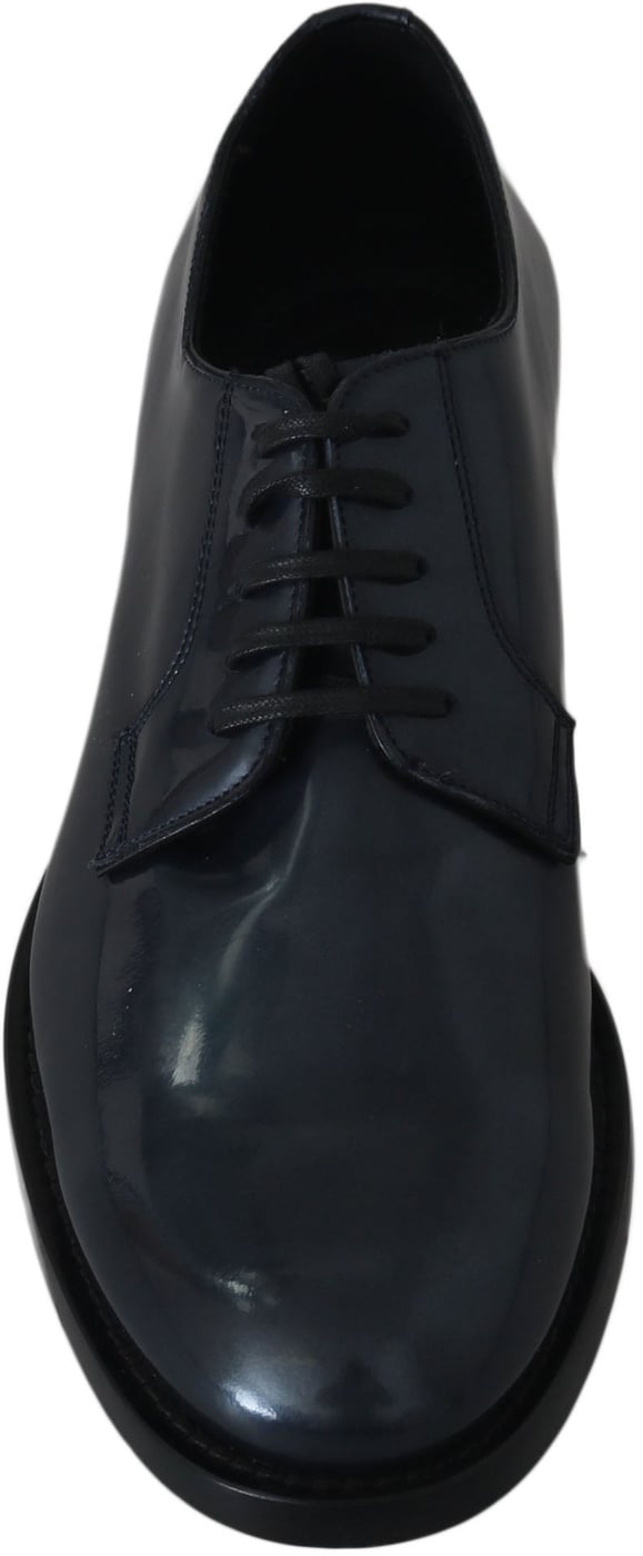 Dolce & Gabbana Blue Leather Derby Dress Formal Shoes