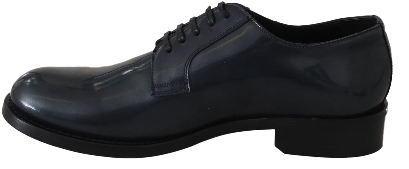 Dolce & Gabbana Blue Leather Derby Dress Formal Shoes