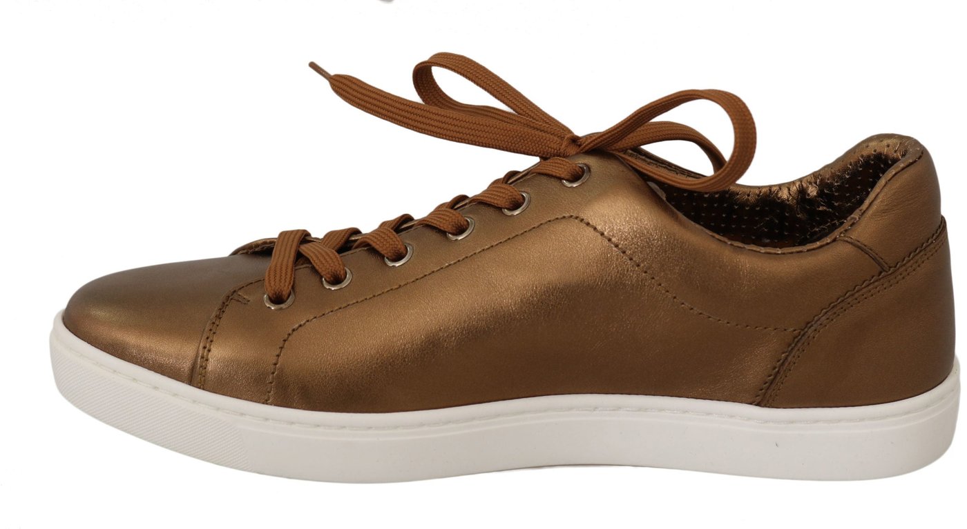Dolce & Gabbana Gold Leather Mens Casual Sneakers