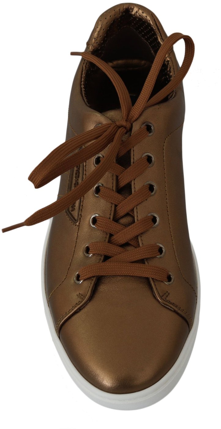 Dolce & Gabbana Gold Leather Mens Casual Sneakers