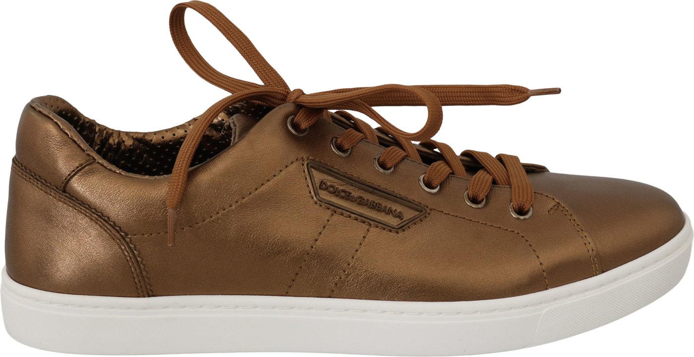 Dolce & Gabbana Gold Leather Mens Casual Sneakers