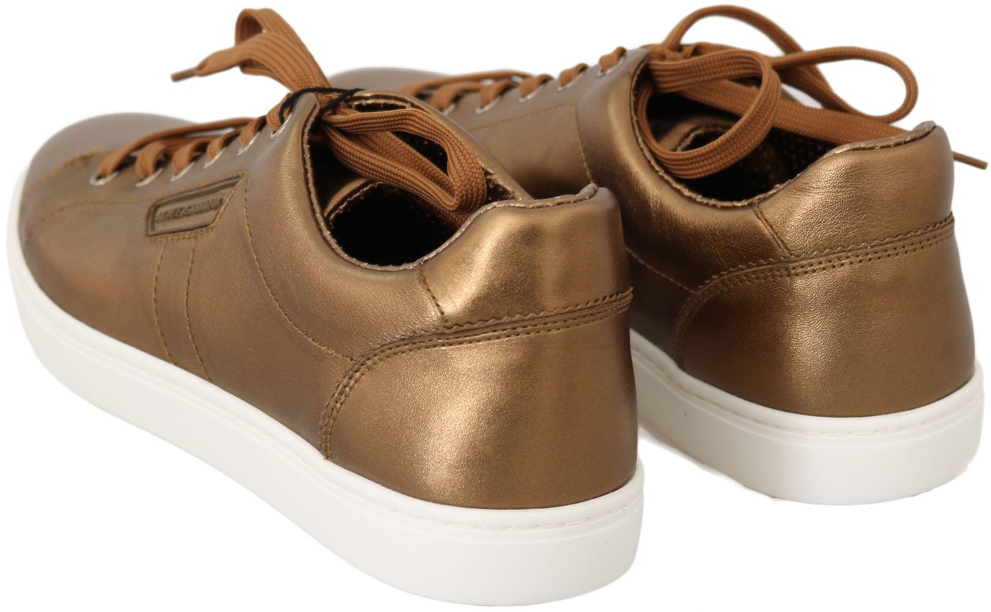 Dolce & Gabbana Gold Leather Mens Casual Sneakers