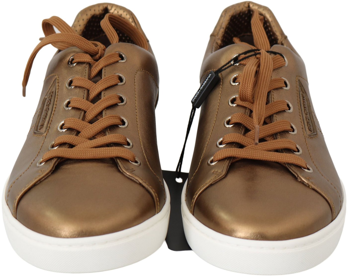 Dolce & Gabbana Gold Leather Mens Casual Sneakers