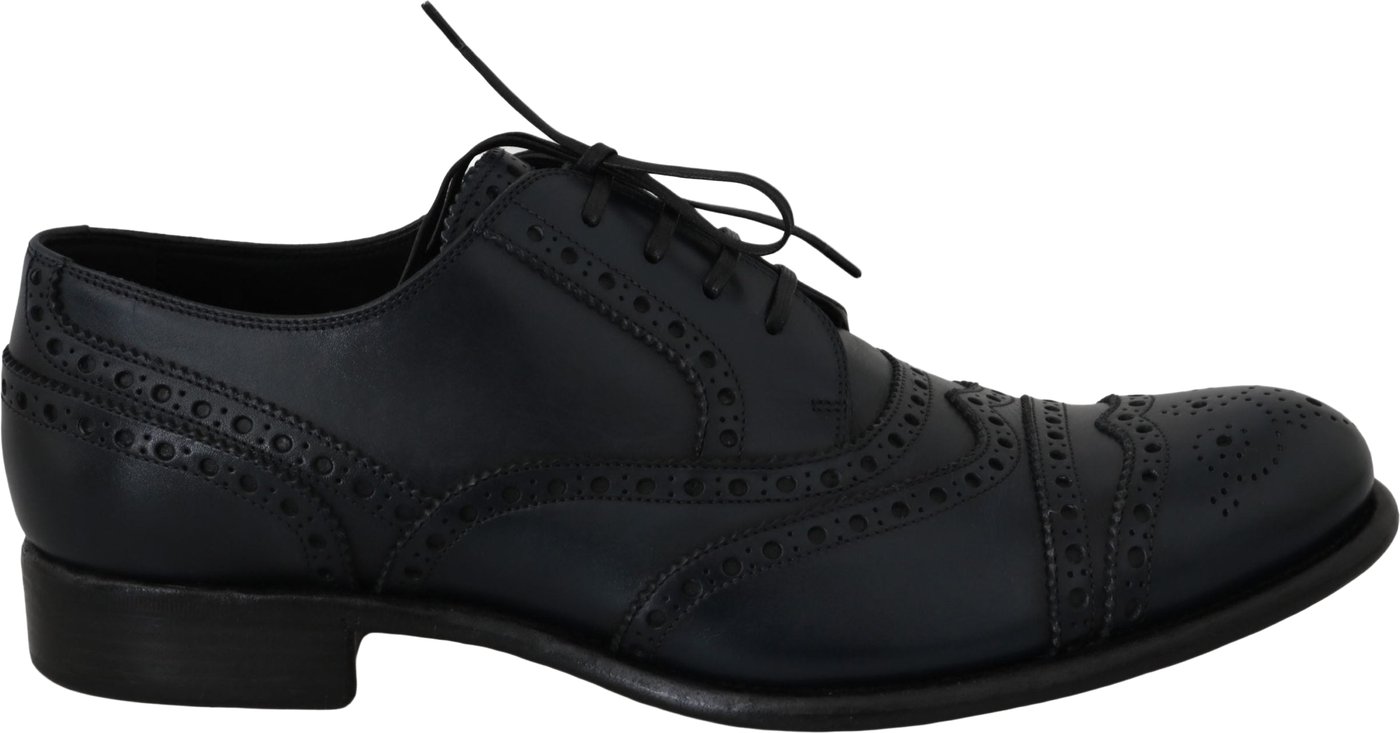 Dolce & Gabbana Dark Blue Leather Wingtip Oxford Dress Shoes