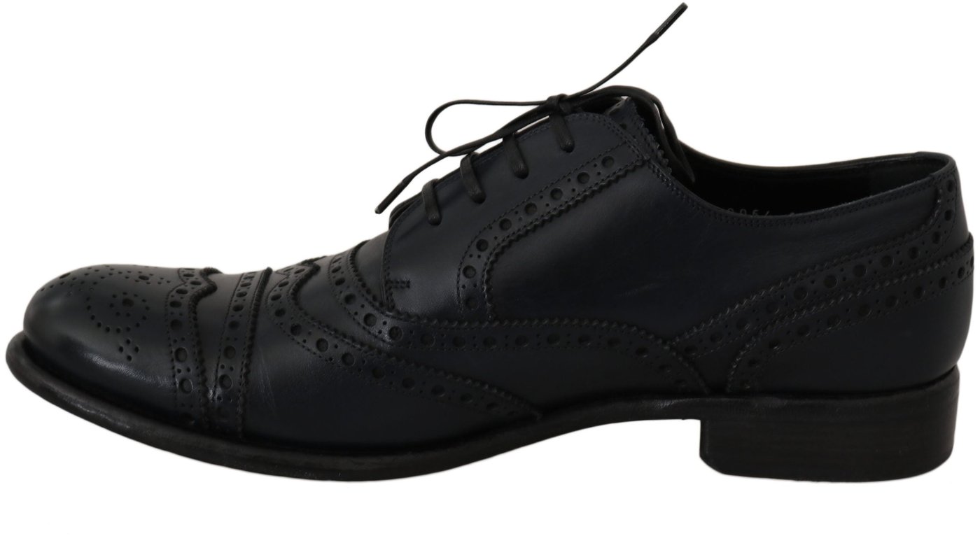 Dolce & Gabbana Dark Blue Leather Wingtip Oxford Dress Shoes