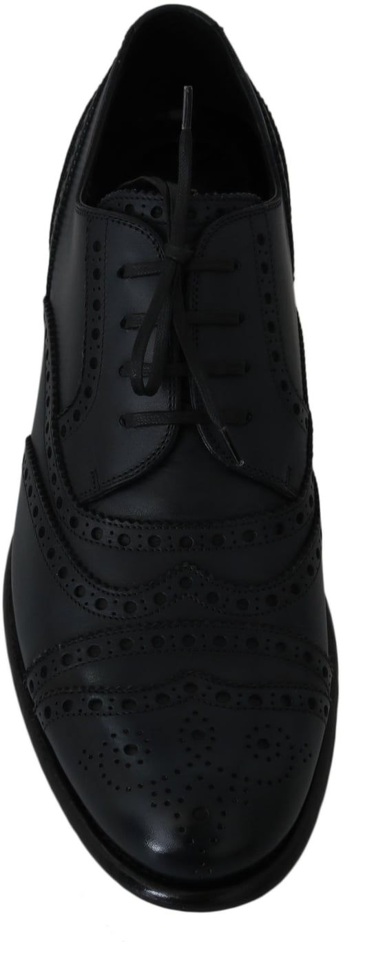 Dolce & Gabbana Dark Blue Leather Wingtip Oxford Dress Shoes