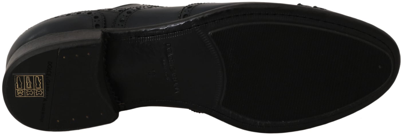 Dolce & Gabbana Dark Blue Leather Wingtip Oxford Dress Shoes