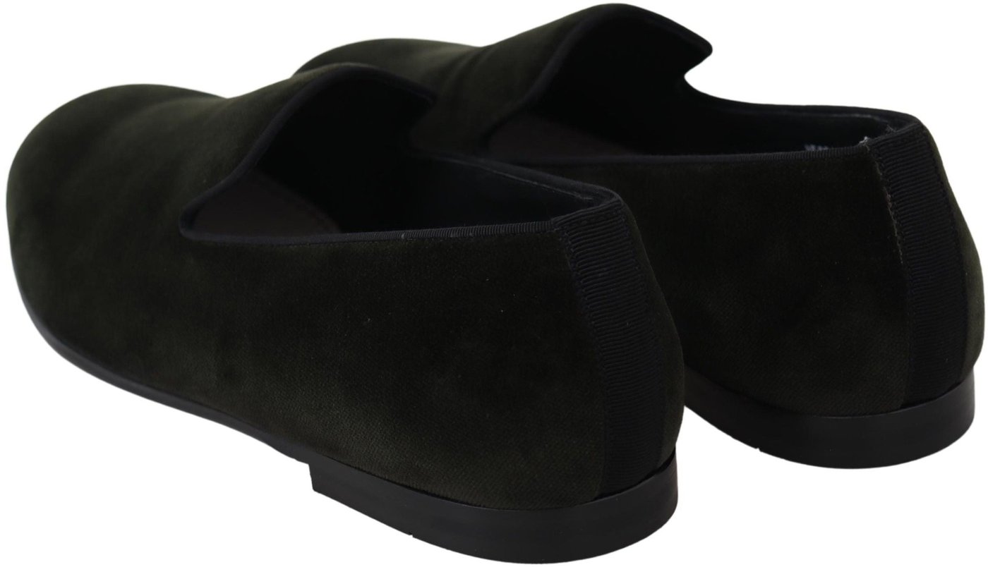 Dolce & Gabbana Green Velvet Slip On Mens Loafers Shoes