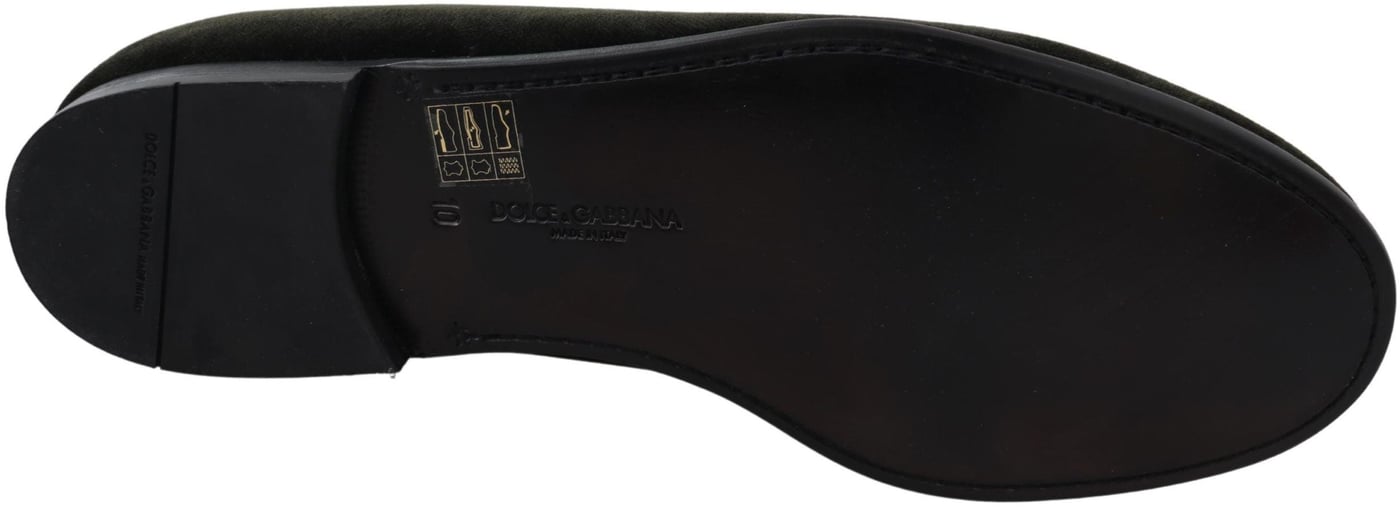 Dolce & Gabbana Green Velvet Slip On Mens Loafers Shoes