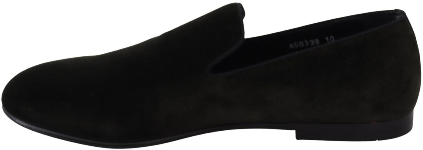 Dolce & Gabbana Green Velvet Slip On Mens Loafers Shoes
