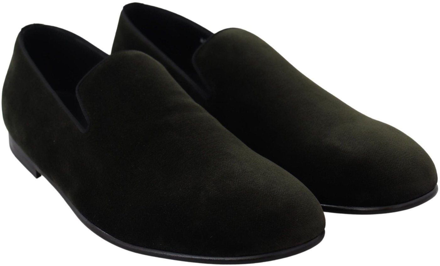 Dolce & Gabbana Green Velvet Slip On Mens Loafers Shoes
