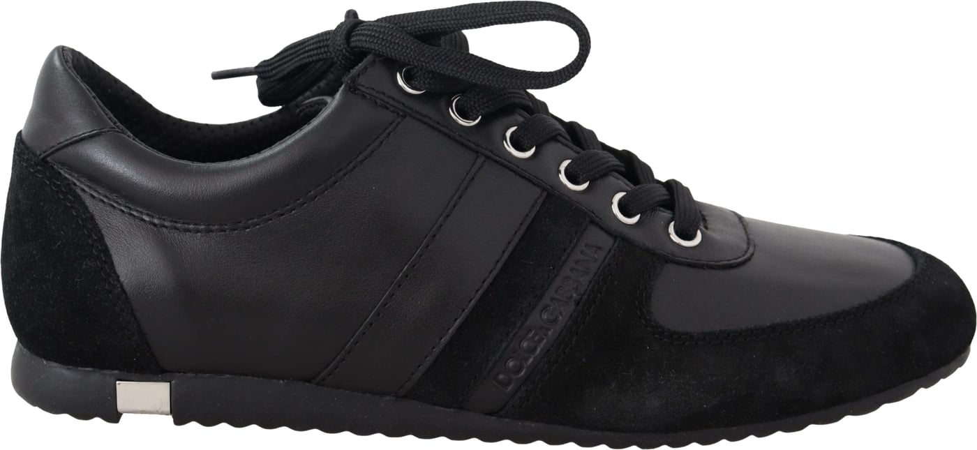 Dolce & Gabbana Black Logo Leather Casual Sneakers Shoes