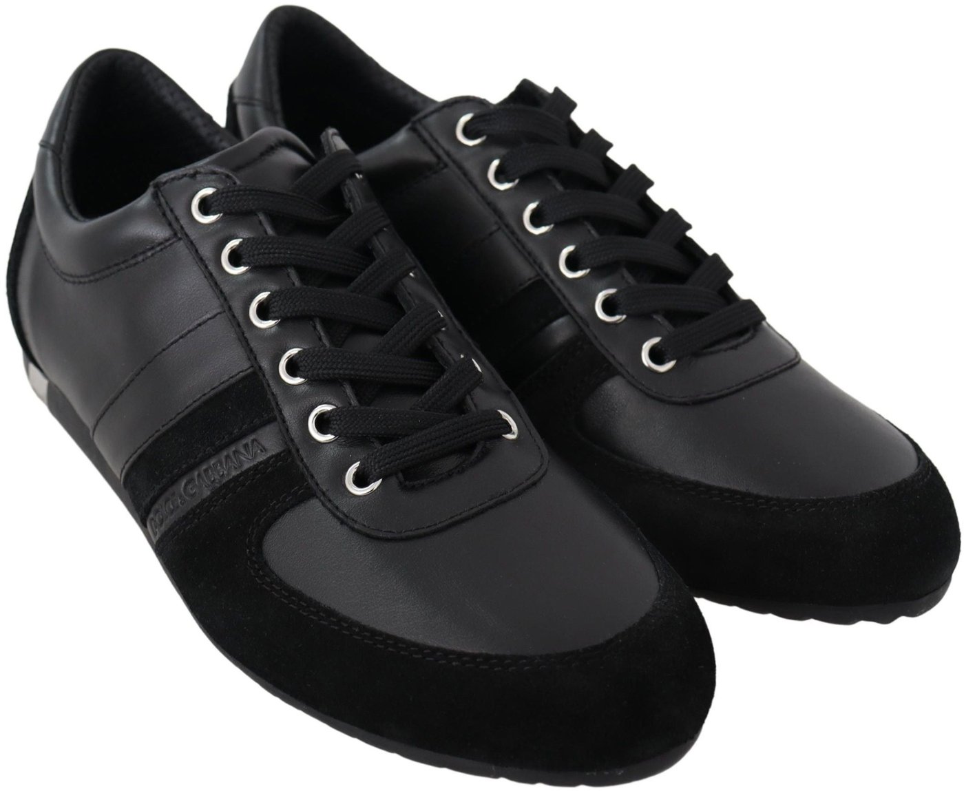 Dolce & Gabbana Black Logo Leather Casual Sneakers Shoes