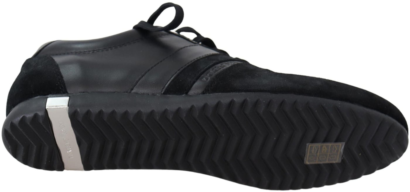 Dolce & Gabbana Black Logo Leather Casual Sneakers Shoes